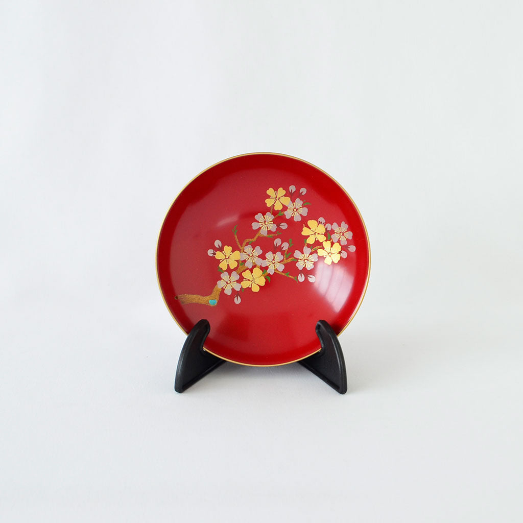 Sakazuki Cup in Vermilion with Cherry Blossom Aizu lacquerware