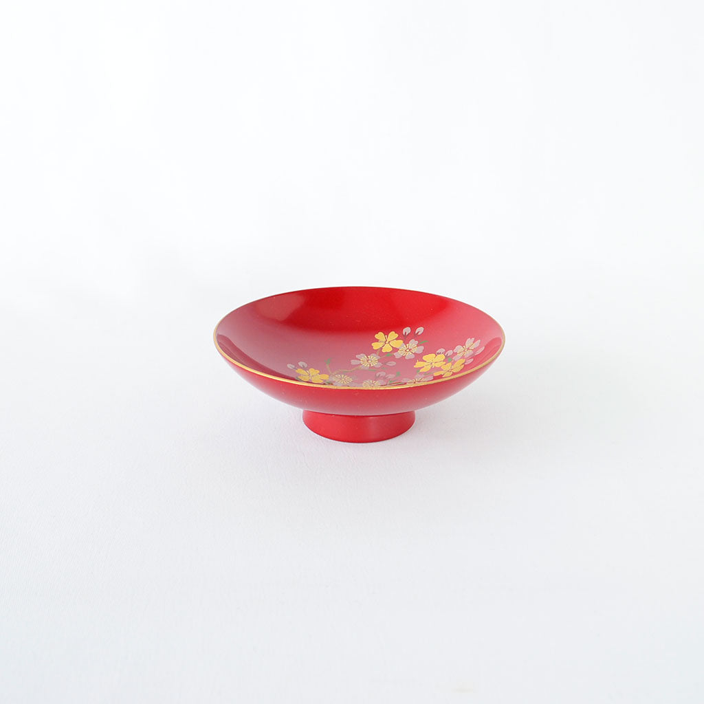 Sakazuki Cup in Vermilion with Cherry Blossom Aizu lacquerware