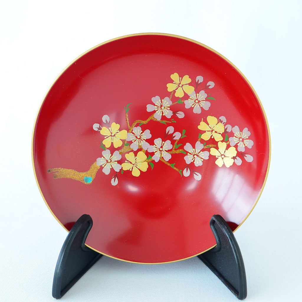 Sakazuki Cup in Vermilion with Cherry Blossom Aizu lacquerware