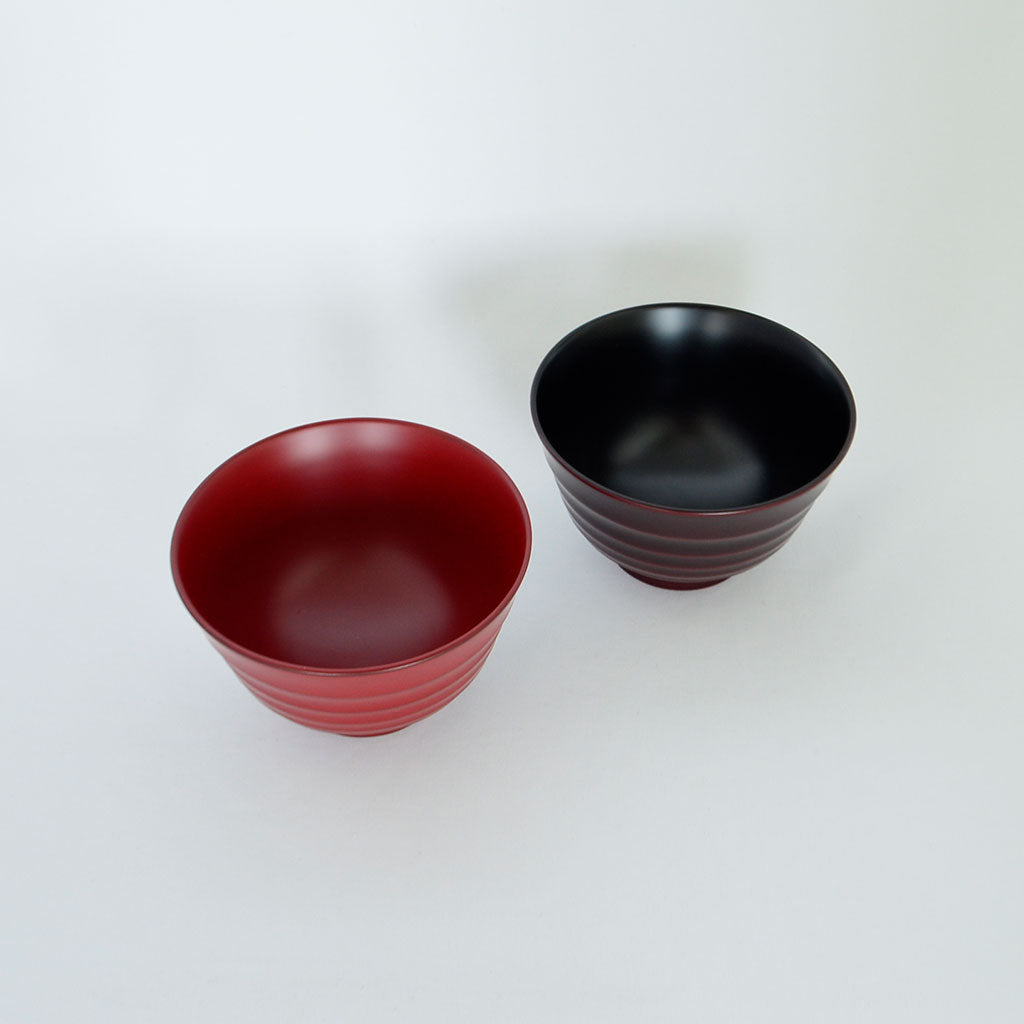Lacquerware Pair of Soup Bowls "Hirasuji Pattern" Yamanaka lacquerware
