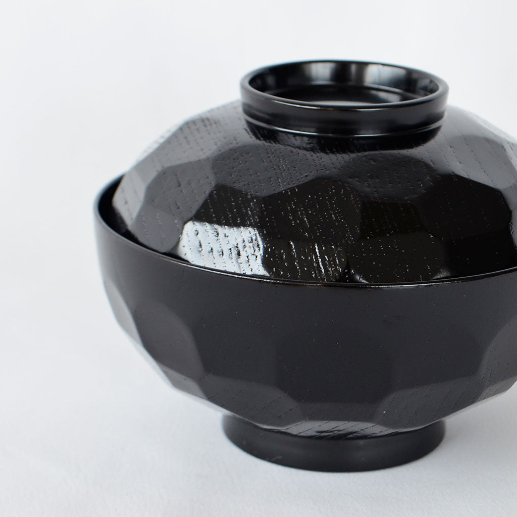 Zelkova Soup Bowl "Kikkō" – Black Lacquer Yamanaka lacquerware