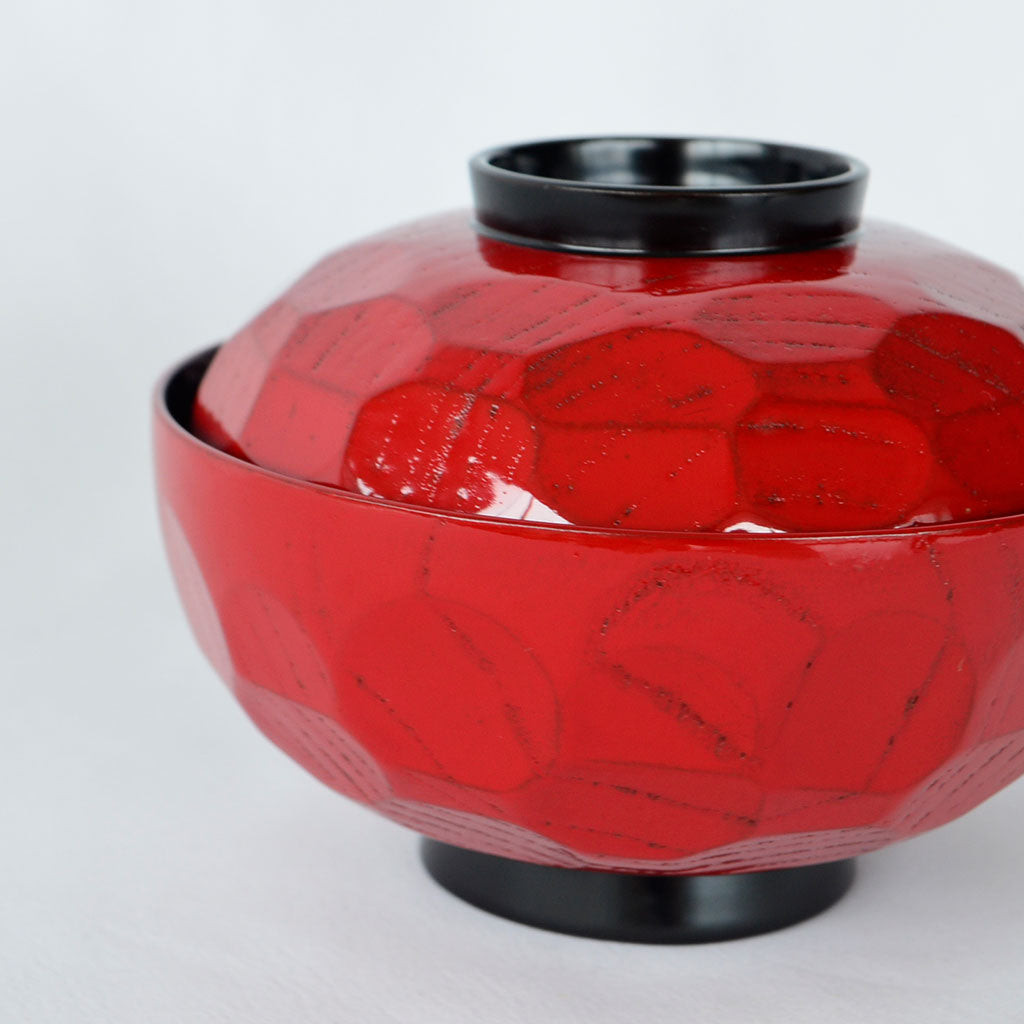 Zelkova Soup Bowl "Kikkō" – Red Lacquer Yamanaka lacquerware