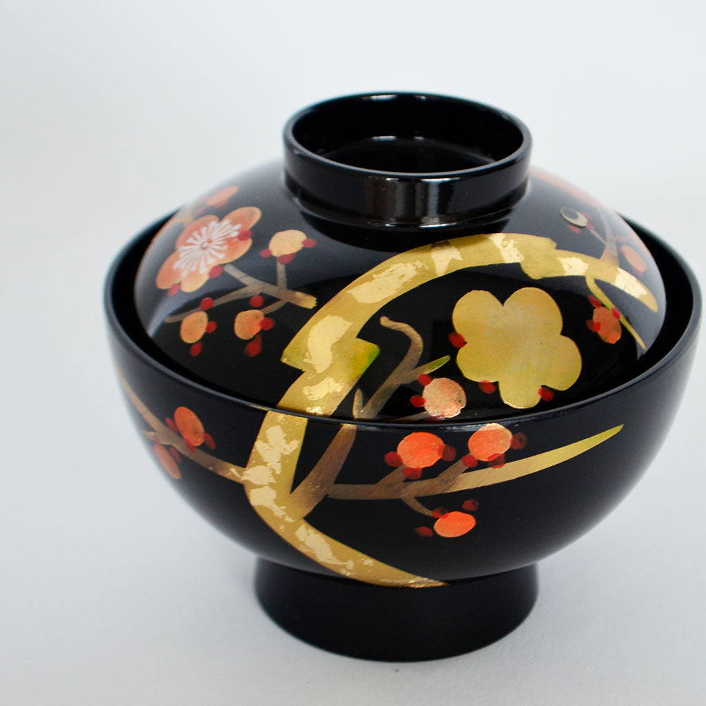 Kobai Set of 5 Soup Bowls Aizu lacquerware
