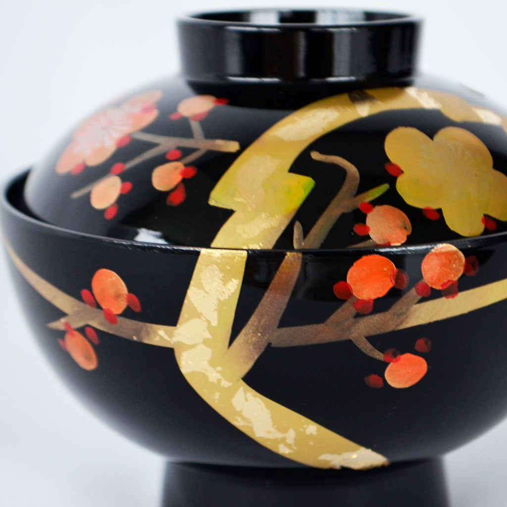Kobai Set of 5 Soup Bowls Aizu lacquerware