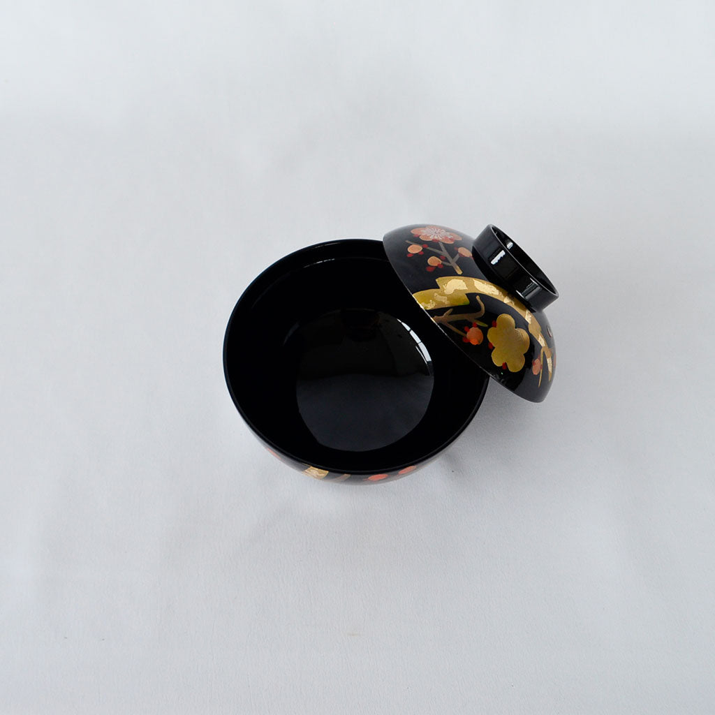 Kobai Set of 5 Soup Bowls Aizu lacquerware