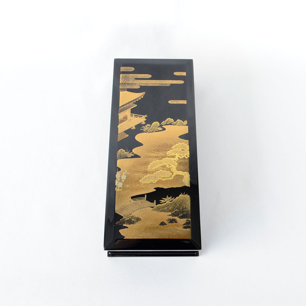 Lacquerware Pen Box with Velvet-Lined Interior