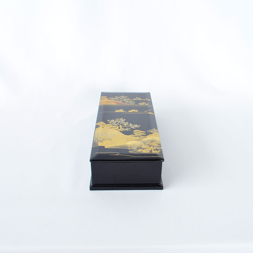 Lacquerware Pen Box with Velvet-Lined Interior