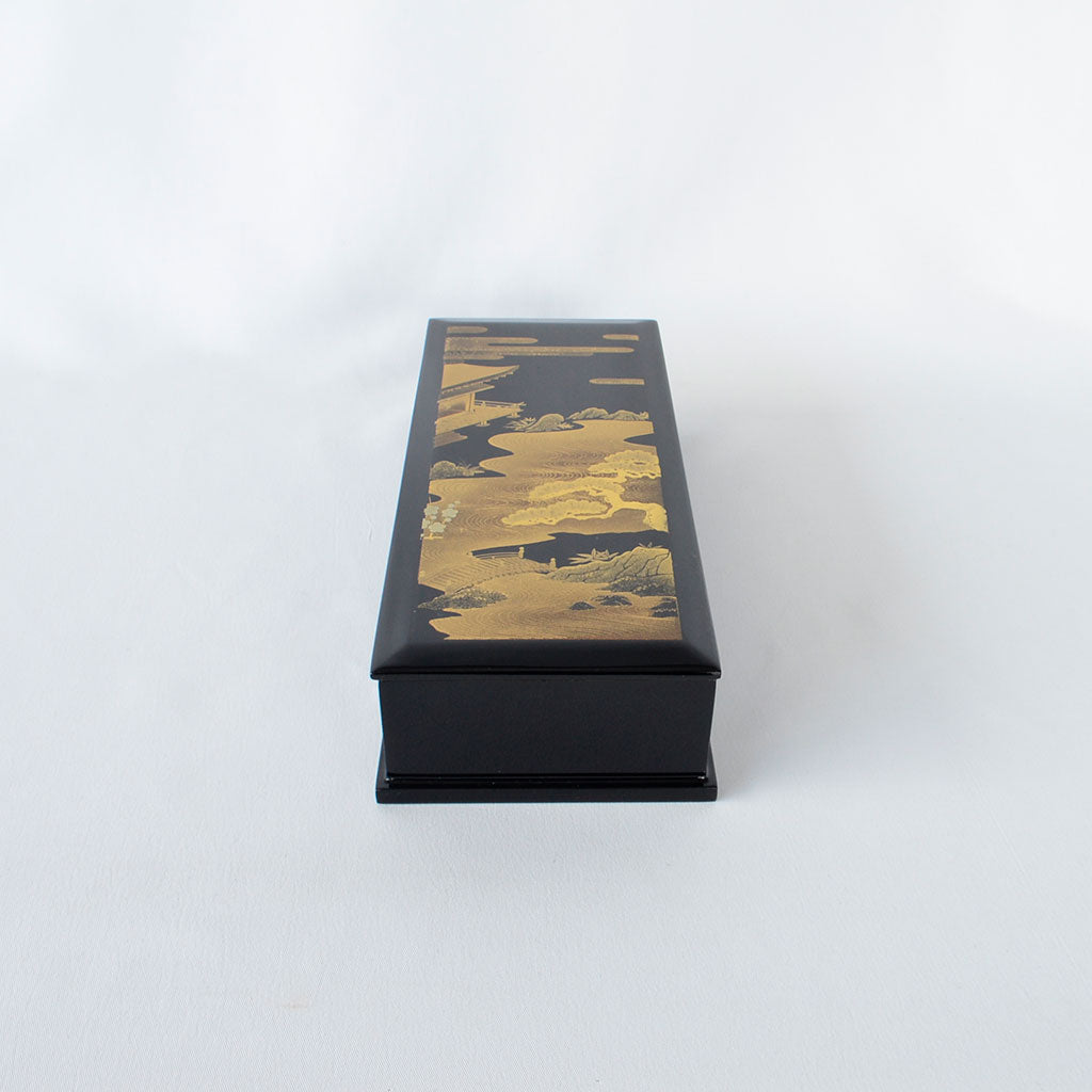 Lacquerware Pen Box with Velvet-Lined Interior