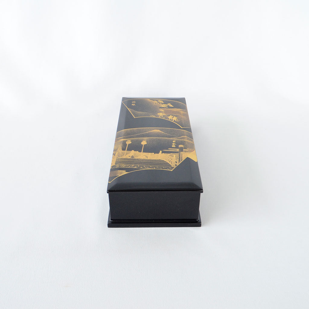 Lacquerware Pen Box with Velvet-Lined Interior