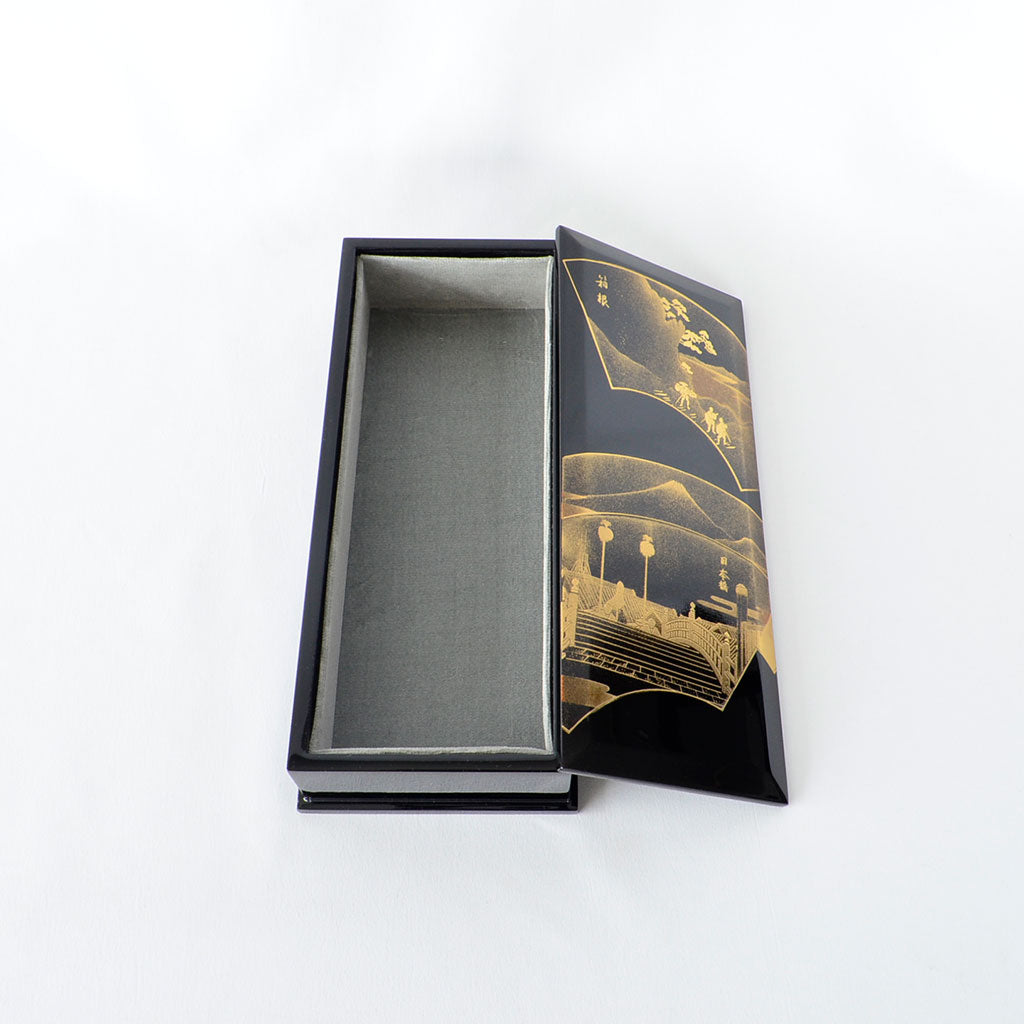 Lacquerware Pen Box with Velvet-Lined Interior