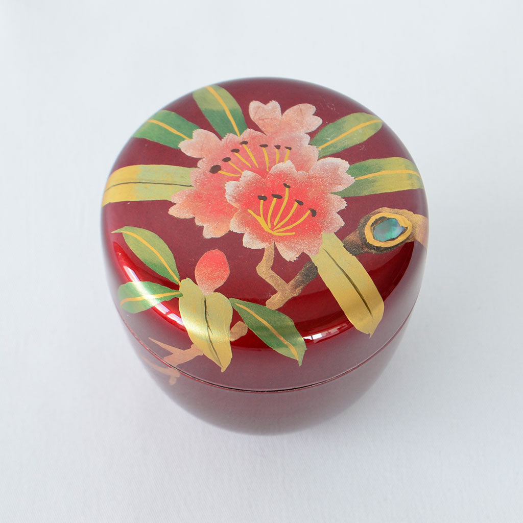 Lacquerware Tea Caddy "Rhododendron"