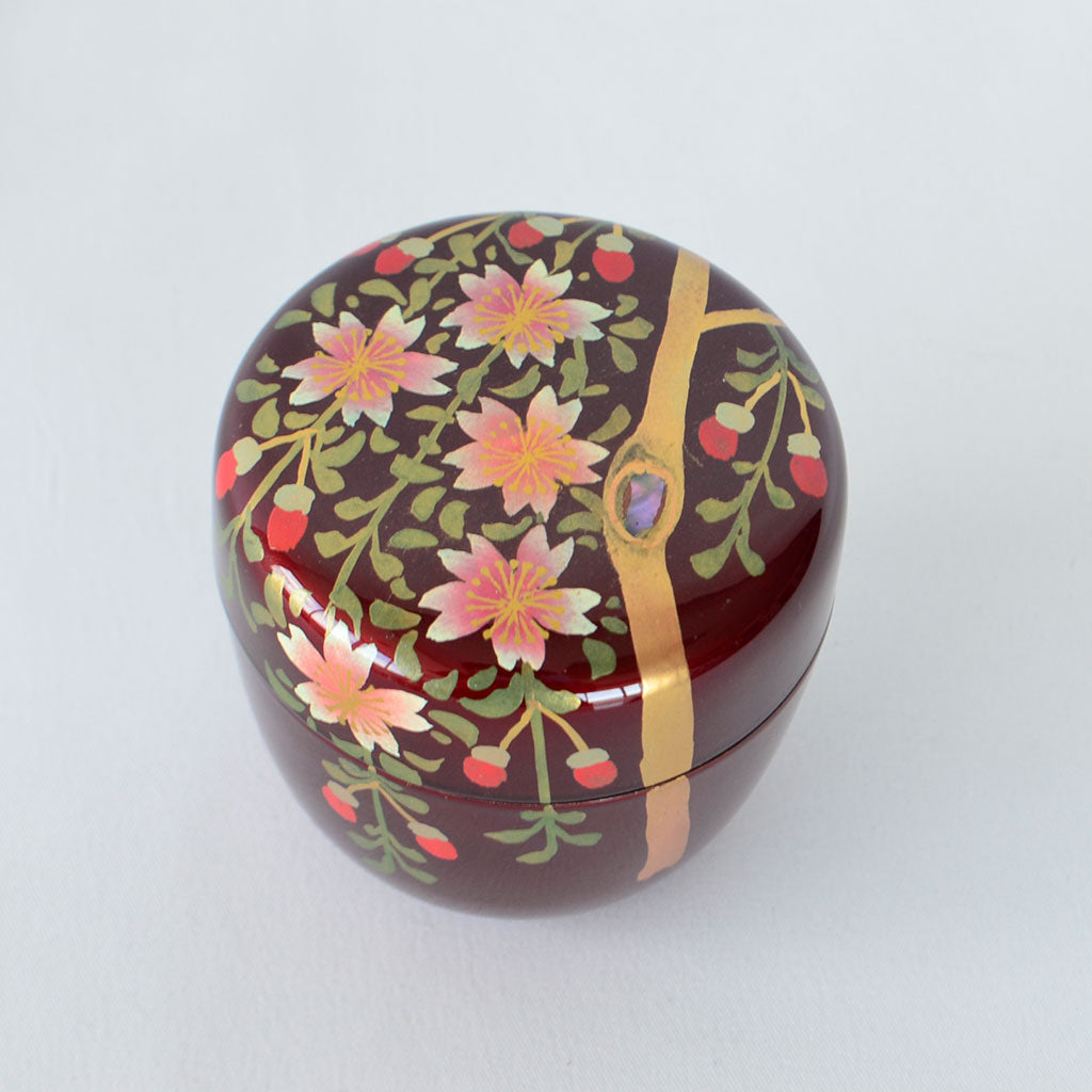 Lacquerware Tea Caddy "Cherry blossoms"