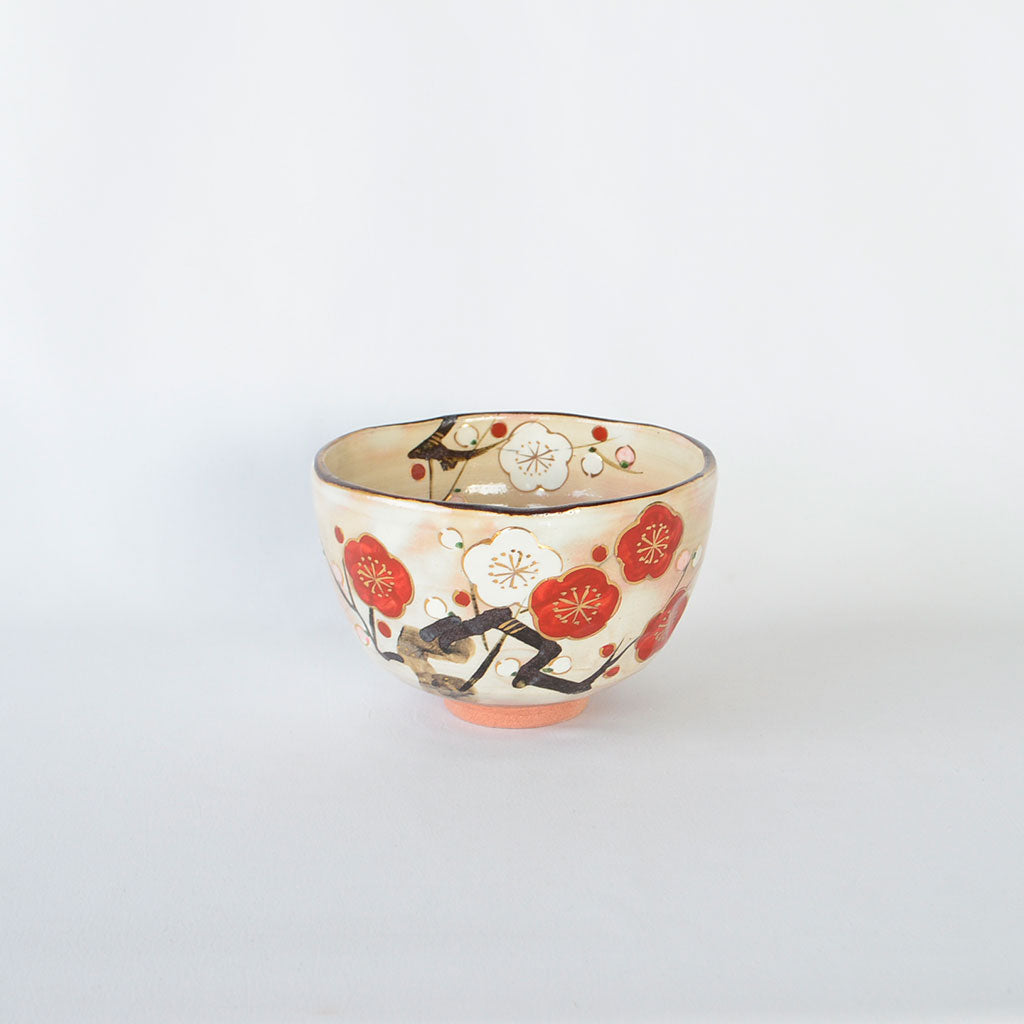 Kiyomizu Ware Matcha Bowl "Kyo no Ume"