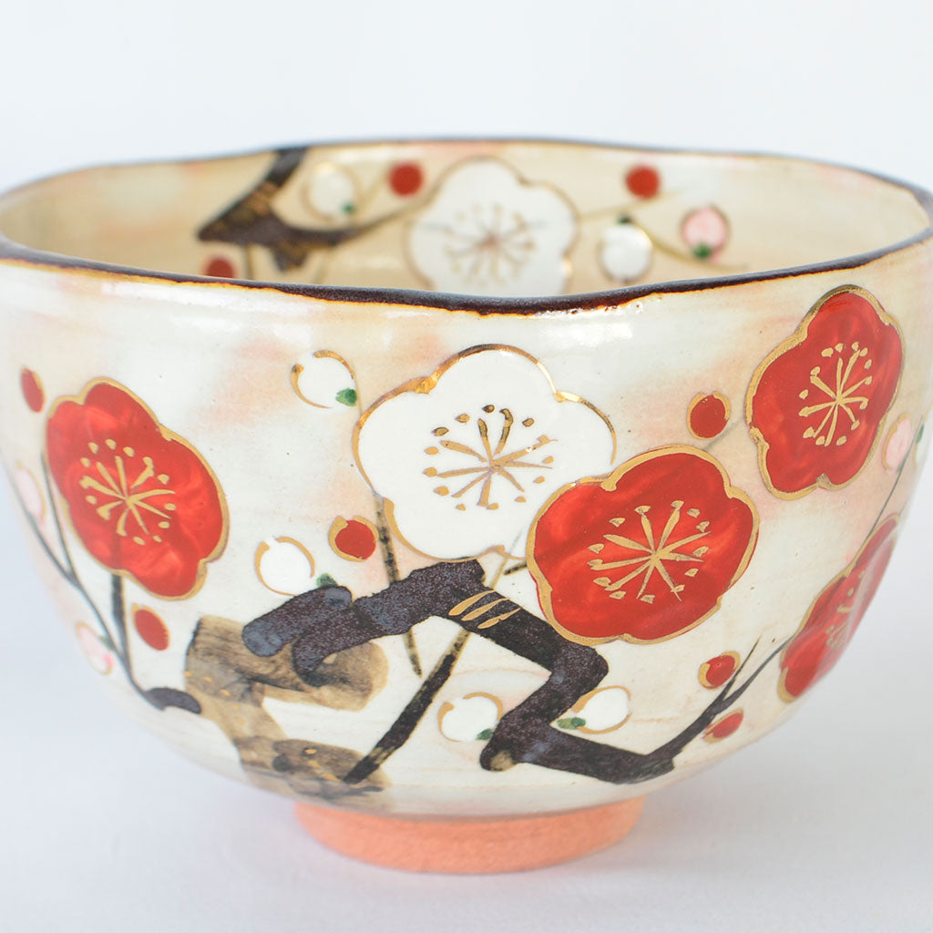 Kiyomizu Ware Matcha Bowl "Kyo no Ume"