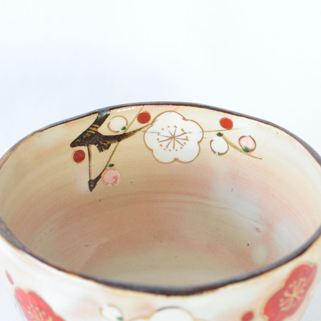 Kiyomizu Ware Matcha Bowl "Kyo no Ume"