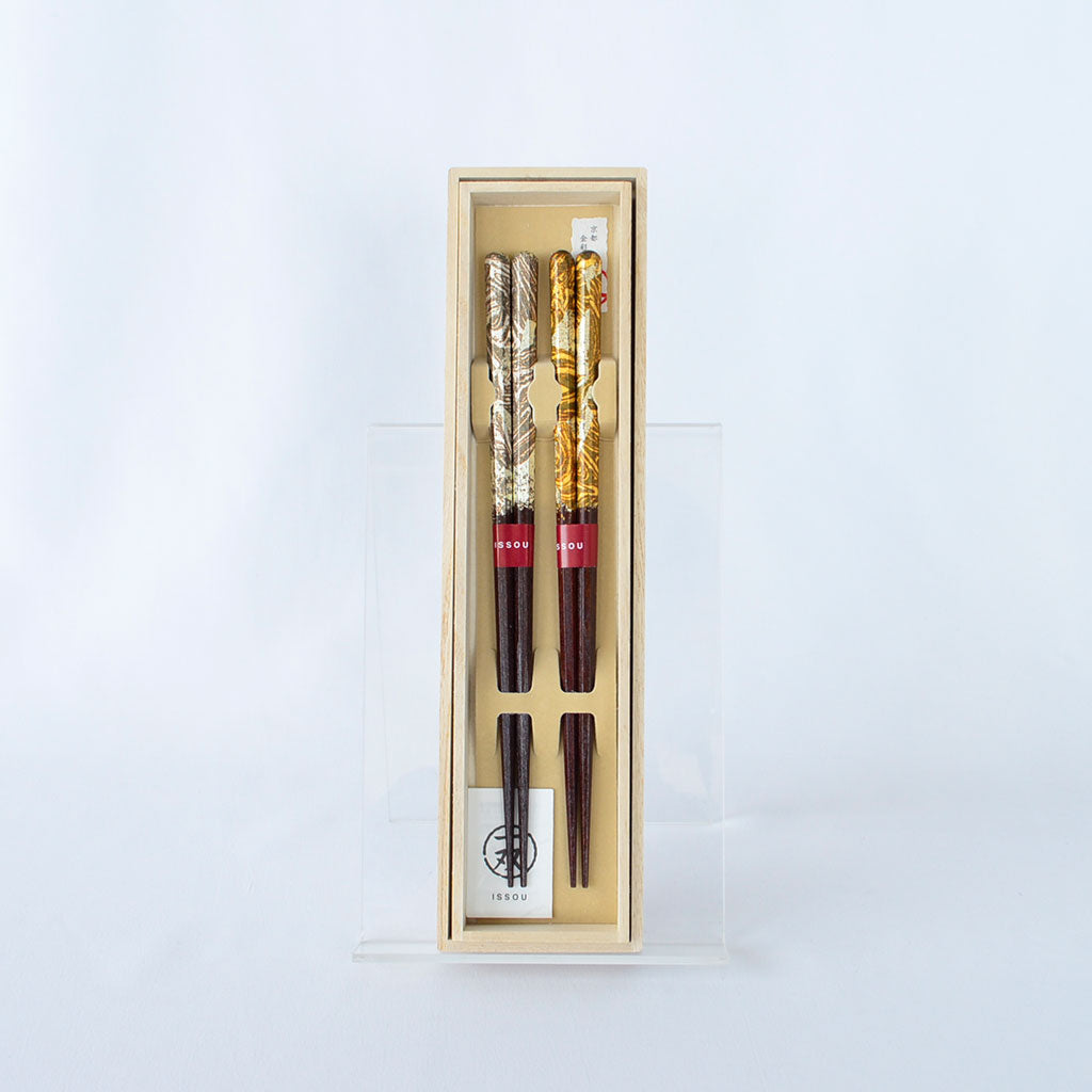 Kyoto Kinsai Chopstick Set for Two in Paulownia Wood Box – Byakko / Moko