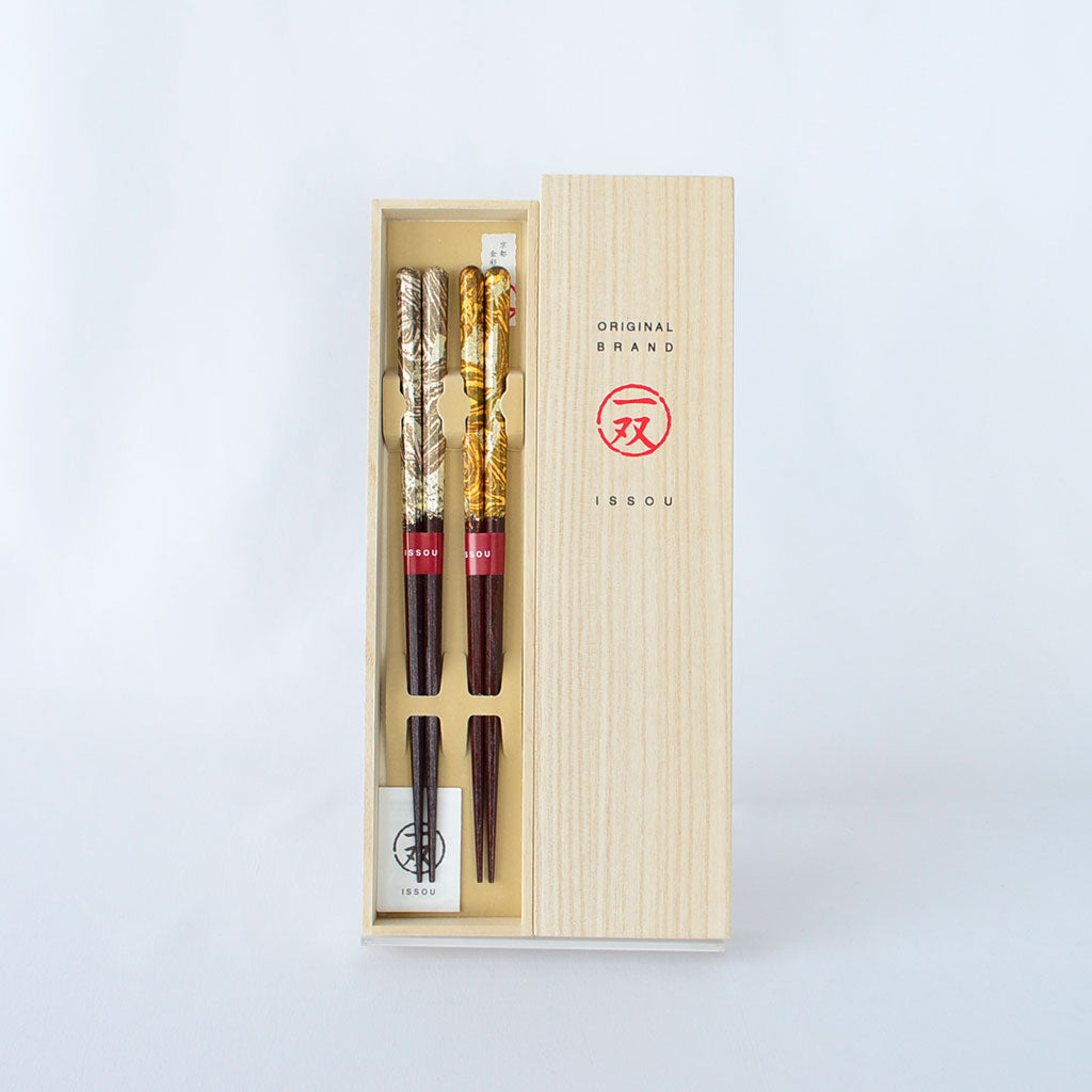 Kyoto Kinsai Chopstick Set for Two in Paulownia Wood Box – Byakko / Moko