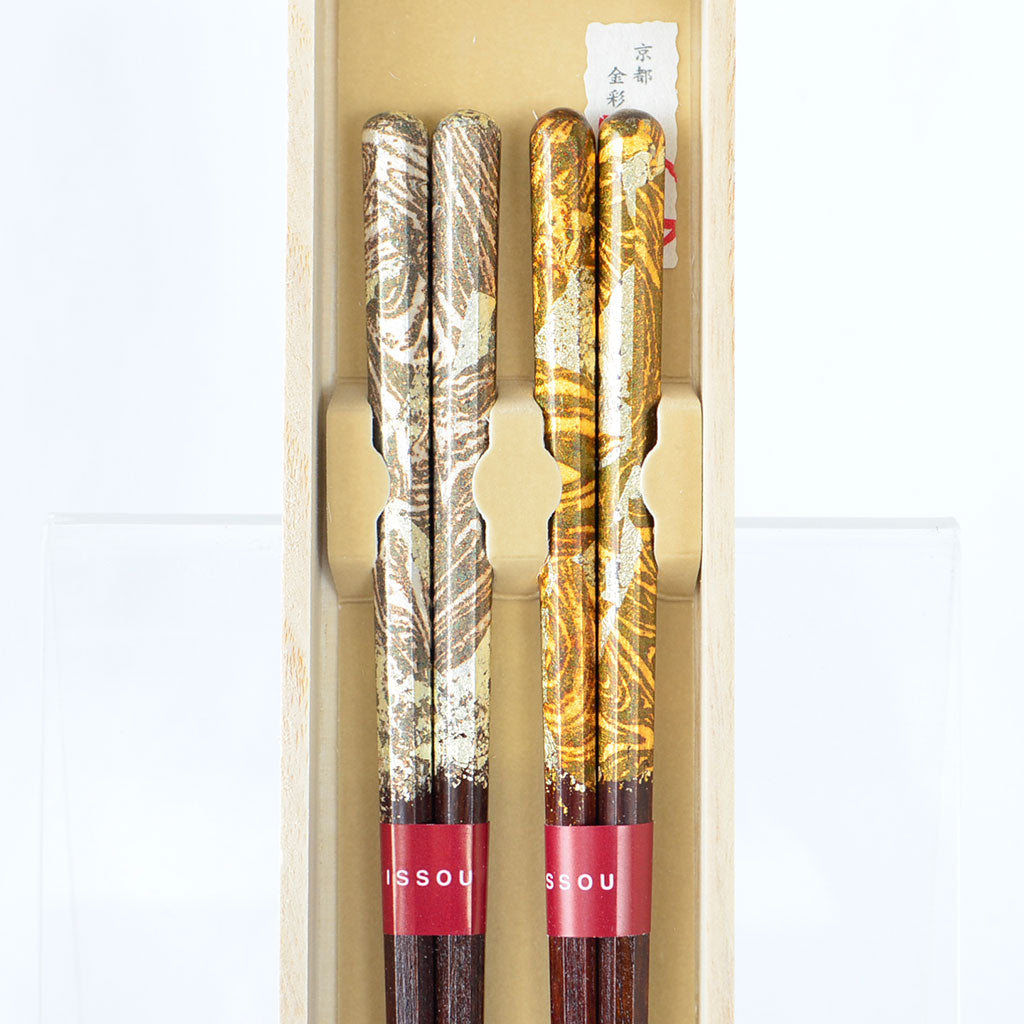 Kyoto Kinsai Chopstick Set for Two in Paulownia Wood Box – Byakko / Moko