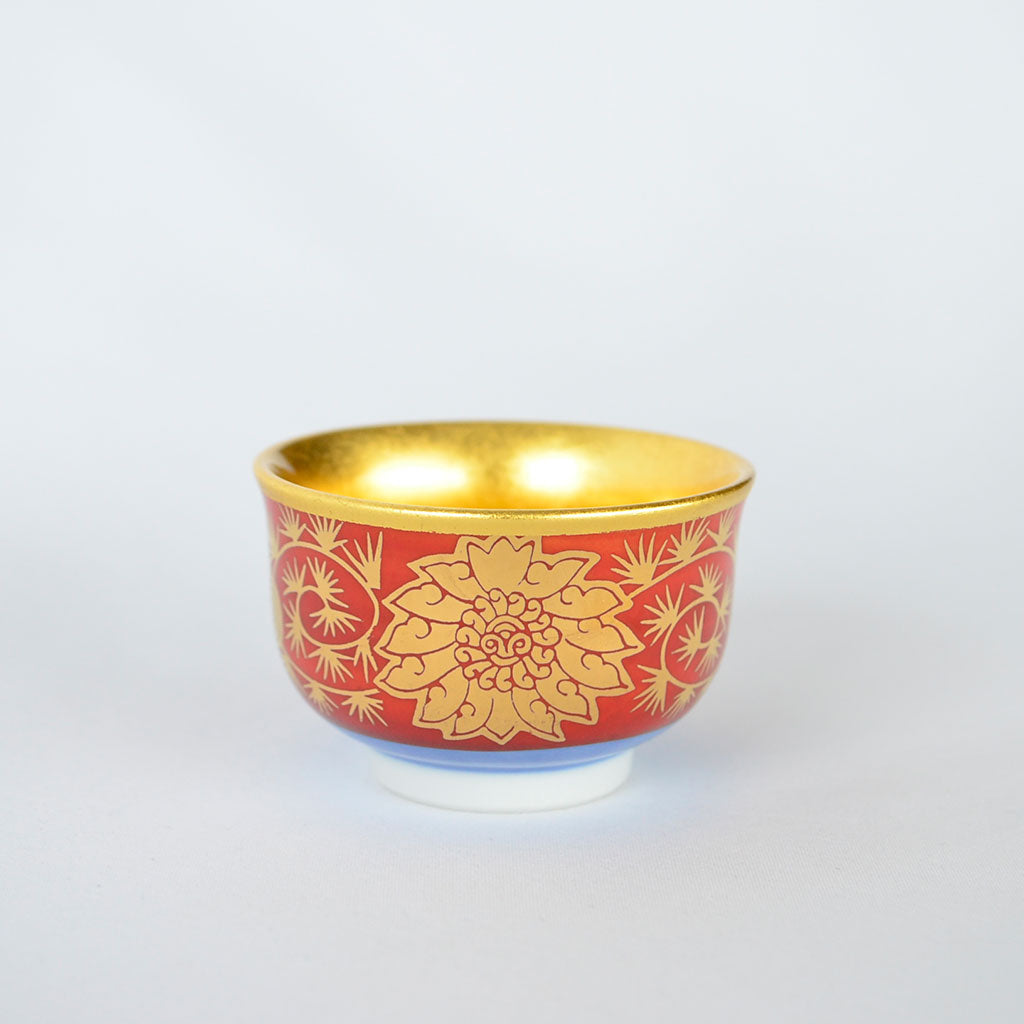 Gold Leaf Kutani Ware Sake Cup "Eiraku Style"