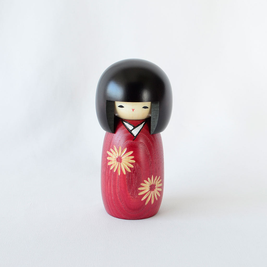 Kokeshi Doll Nogiku (Wild Chrysanthemum)