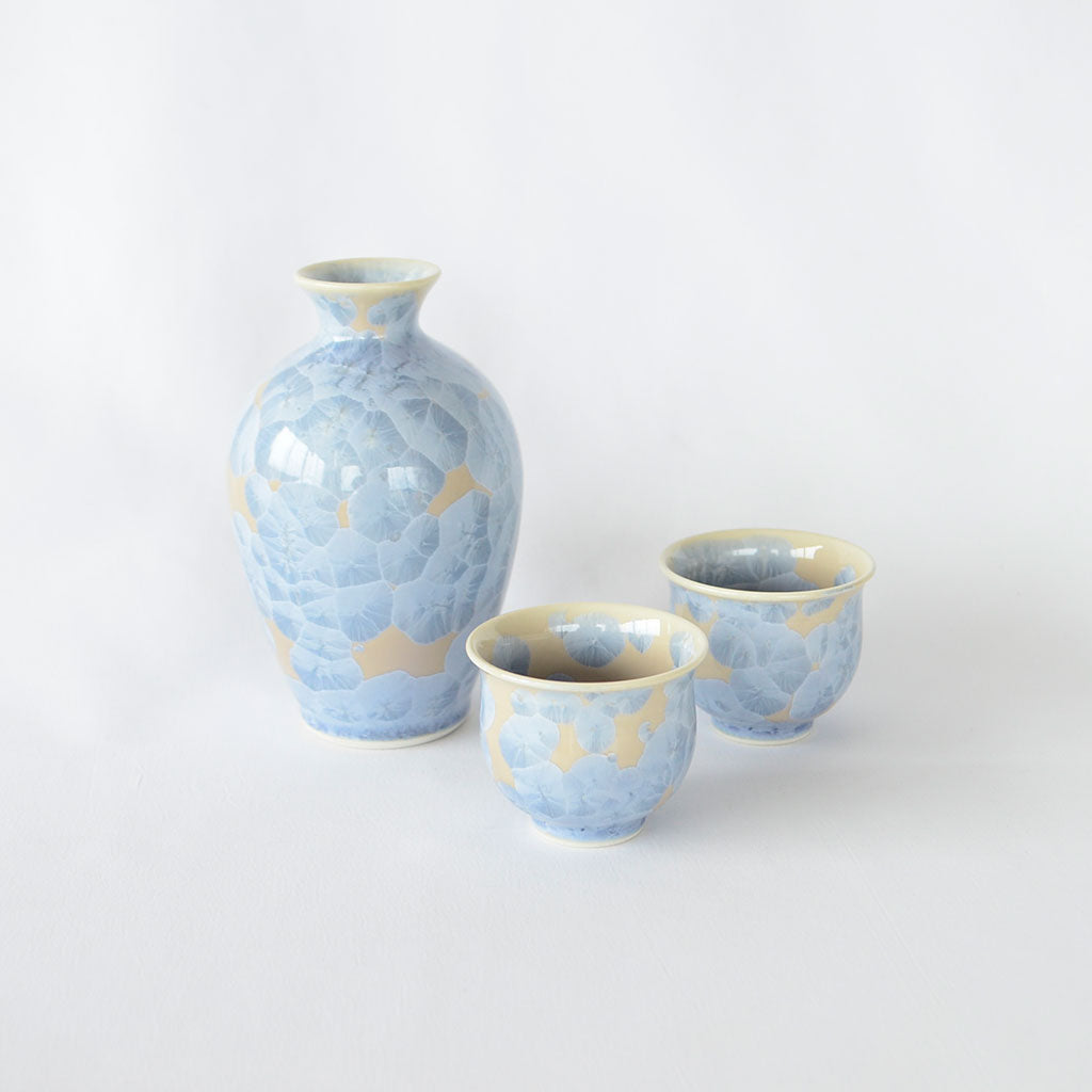 Kiyomizu Ware Sake Hanakesshou "Flower Crystal Silver Wisteria"