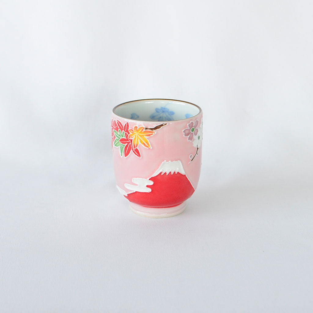 Kiyomizu Ware Tea Cup "Views of Mount Fuji" Kochi Style - Small
