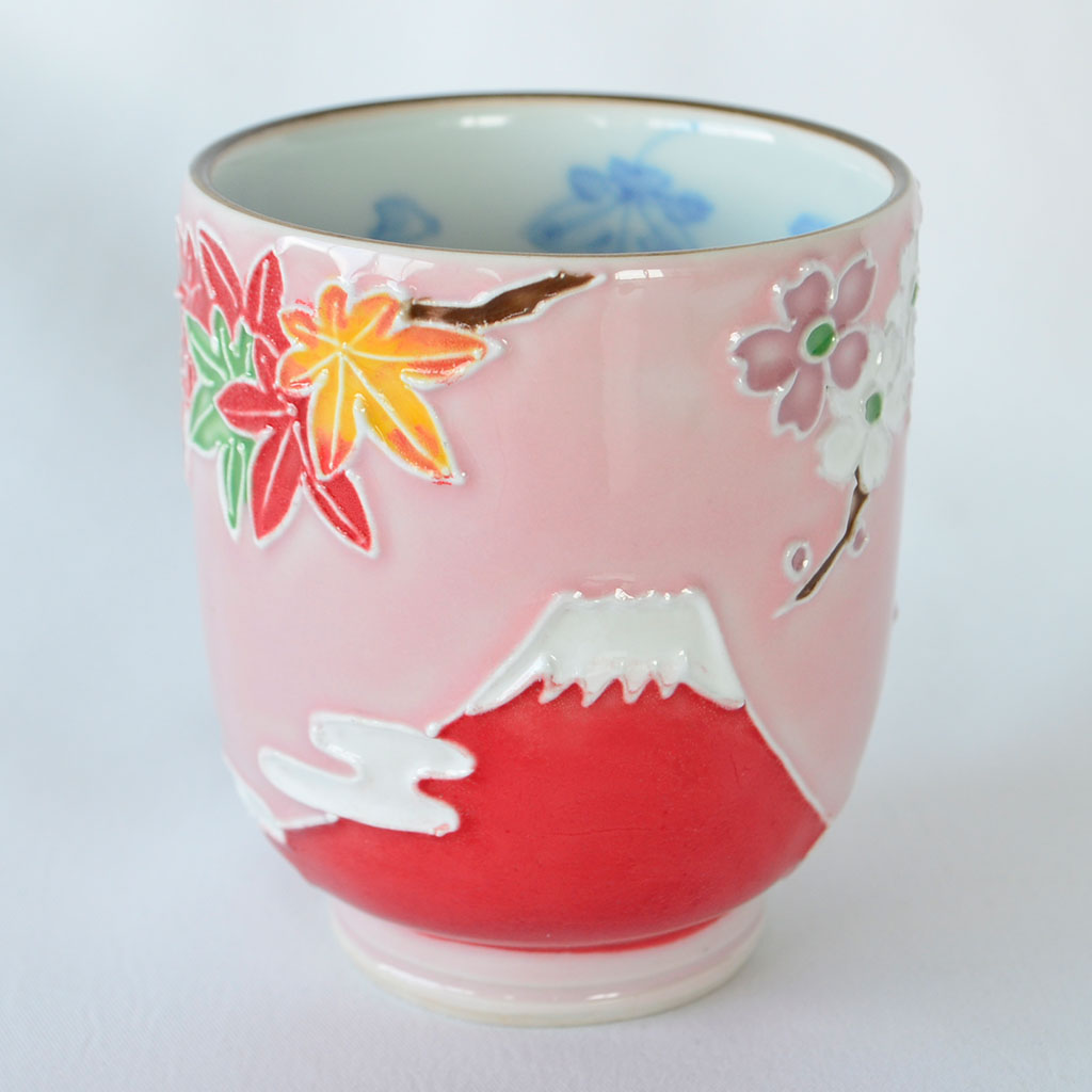 Kiyomizu Ware Tea Cup "Views of Mount Fuji" Kochi Style - Small