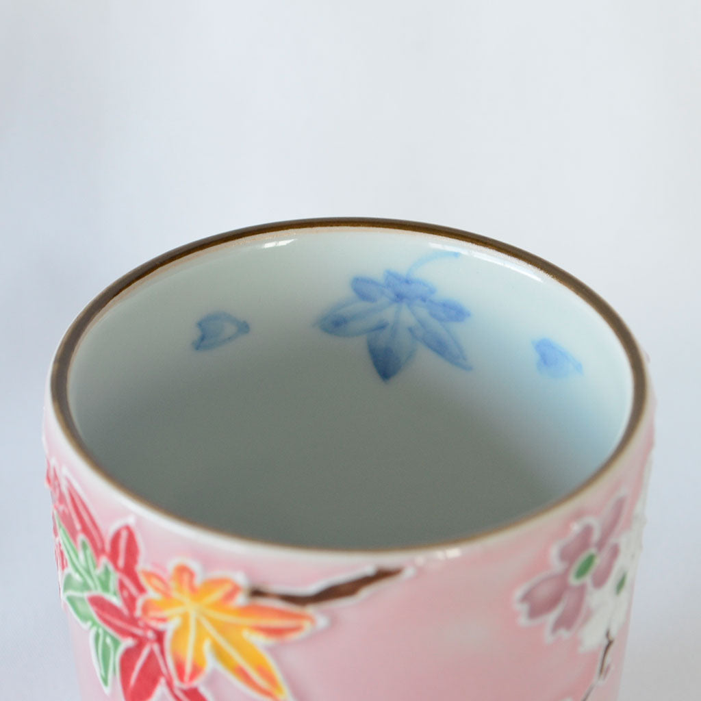 Kiyomizu Ware Tea Cup "Views of Mount Fuji" Kochi Style - Small