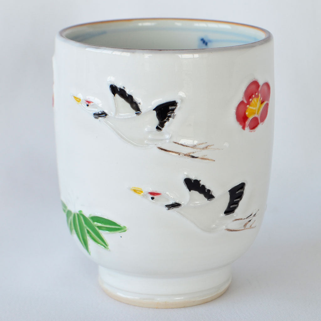 Kiyomizu Ware Teacup – Soaring Cranes