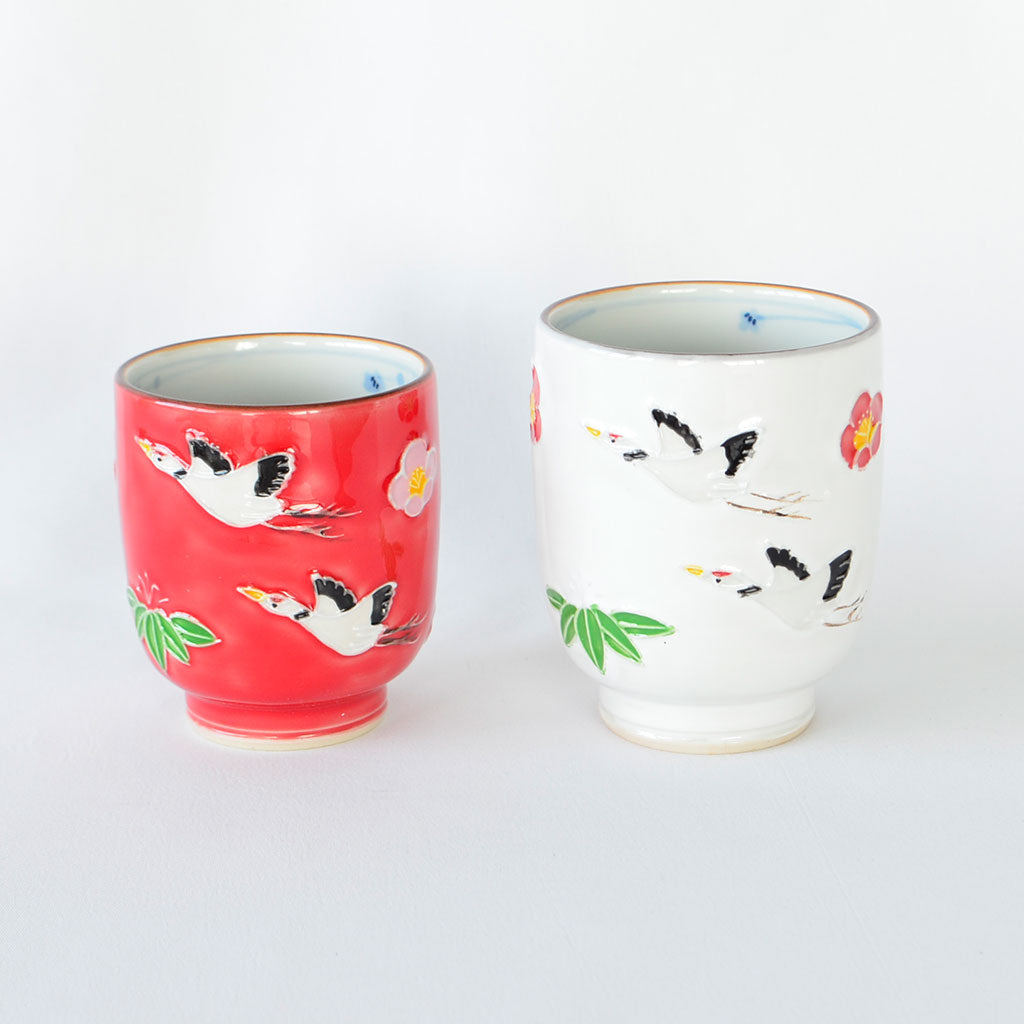 Kiyomizu Ware Teacup – Soaring Cranes