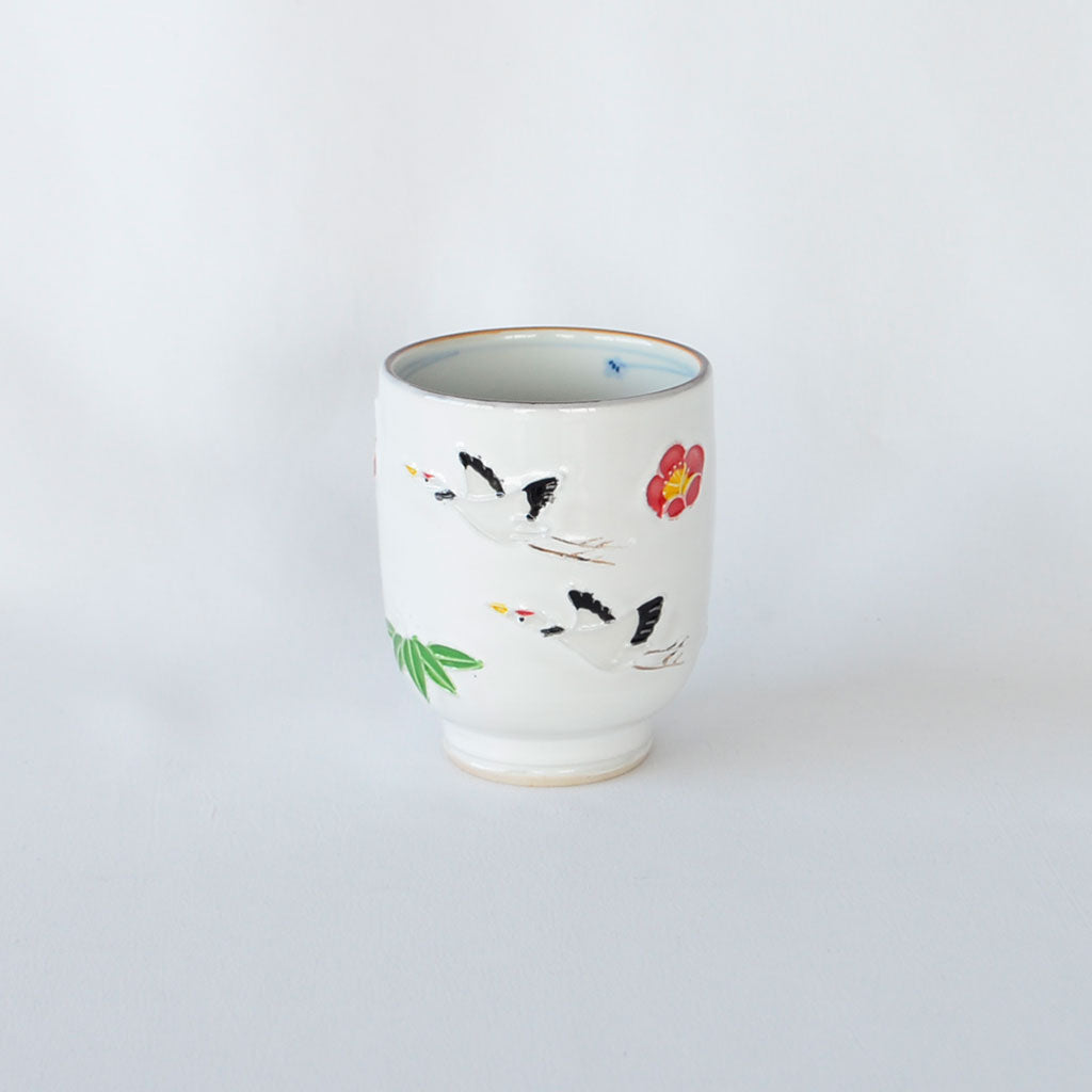 Kiyomizu Ware Teacup – Soaring Cranes
