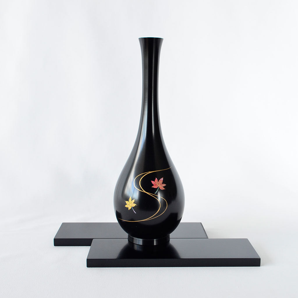 Bronze Vase "Momiji" with Stand Takaoka Copperware