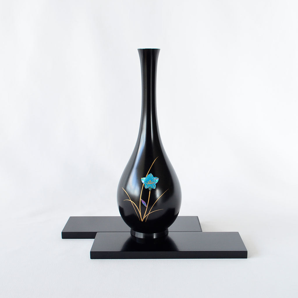 Bronze Vase "Bellflower" with Stand Takaoka Copperware