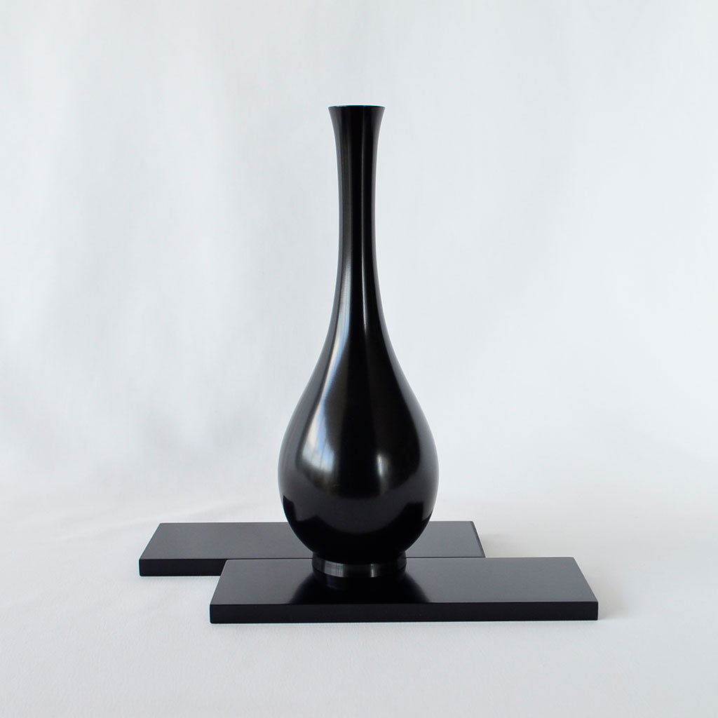 Bronze Vase "Bellflower" with Stand Takaoka Copperware