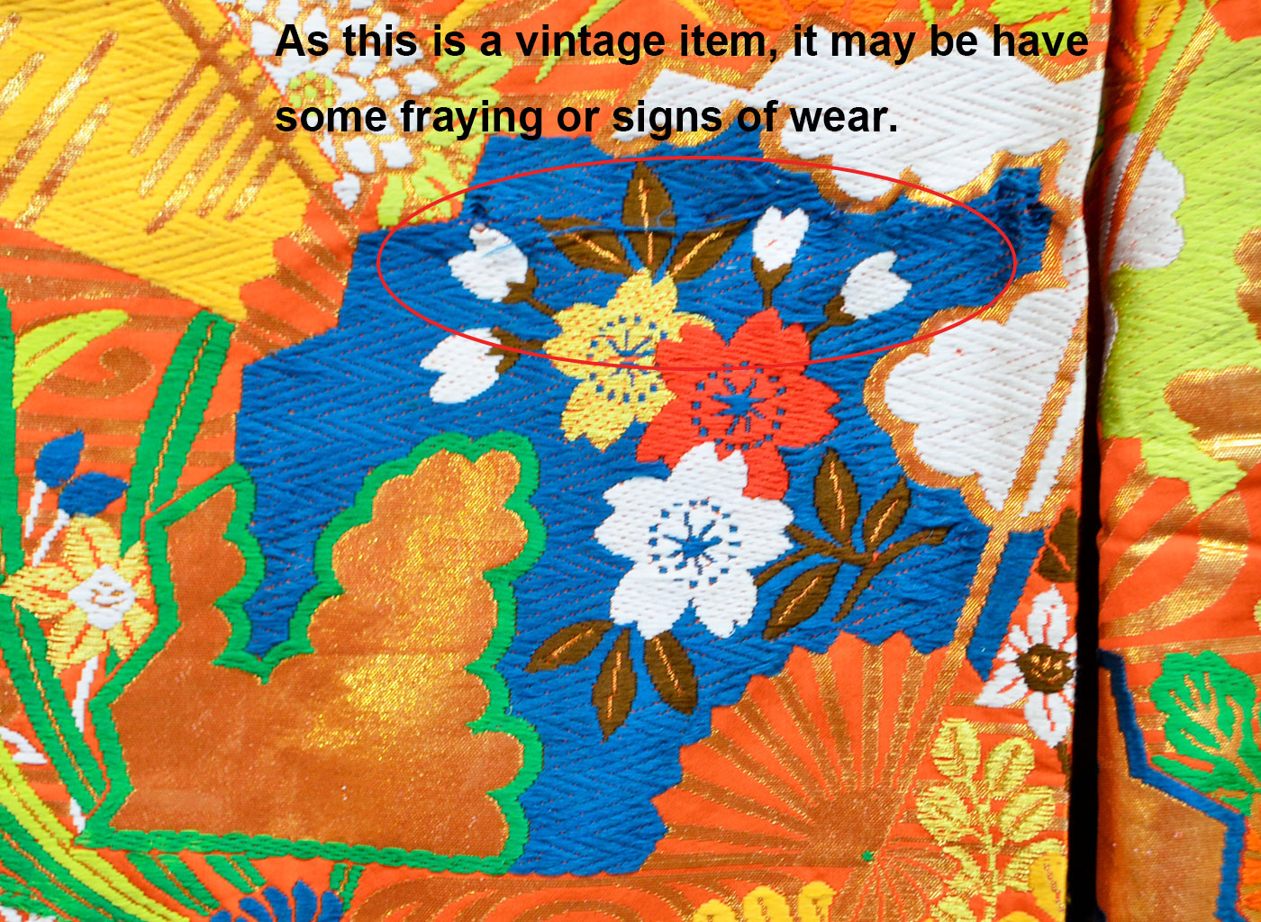 Uchikake Wedding Kimono 400 "Orange with Fans & Seasonal Flowers" (Vintage)