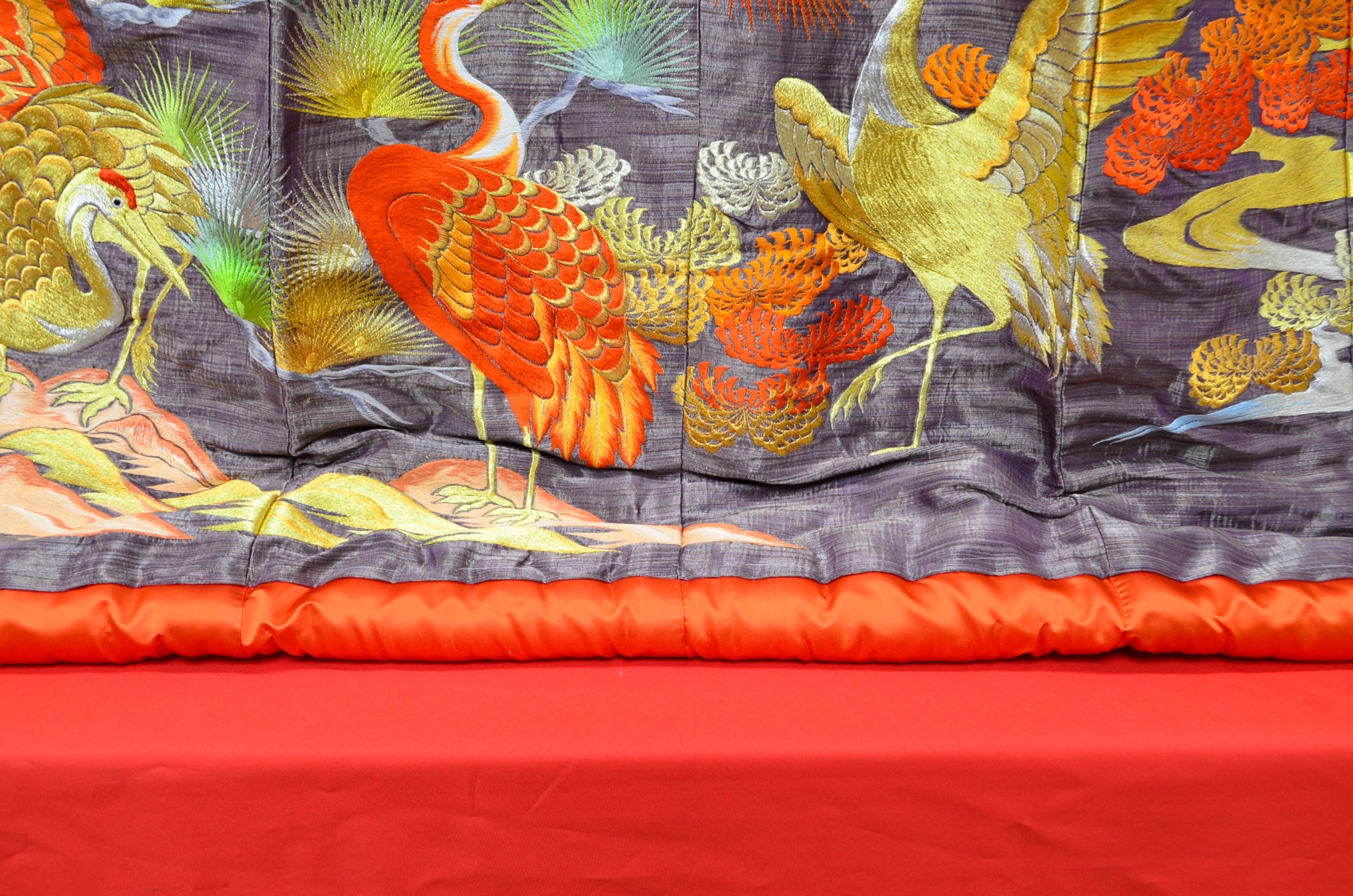Uchikake Wedding Kimono 500 "Purple with Phoenix, Cranes & Mandarin Ducks" (Vintage)