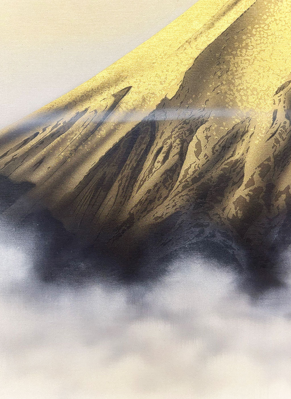 Japanese Hanging Scroll Kakejiku Yuko Nishimori "Golden Mt. Fuji"