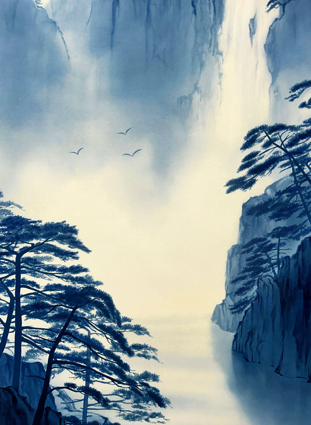 Japanese Hanging Scroll Kakejiku Kayo Shiraki "Shan Shui with a Waterfall"