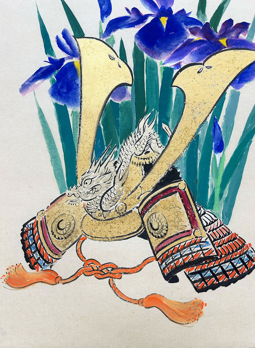 Japanese Hanging Scroll Kakejiku Shunko Suzuki "Samurai Helmet"