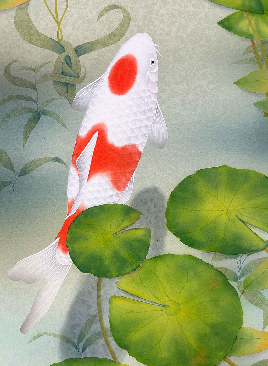 Japanese Hanging Scroll Kakejiku Yuri Suzuki "Colored Carps"