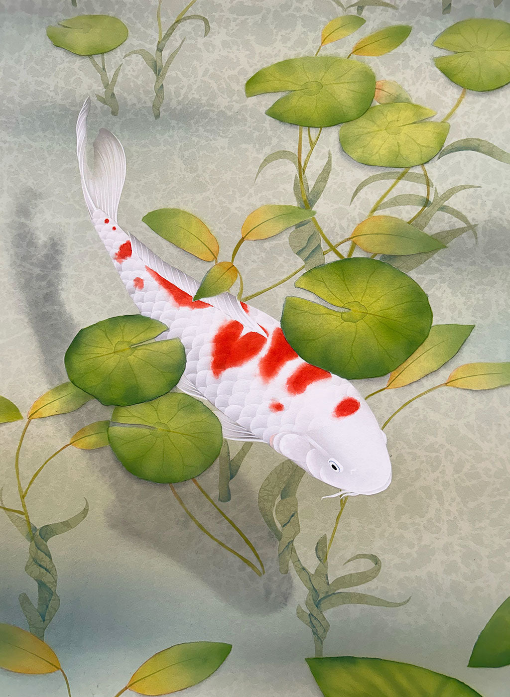 Japanese Hanging Scroll Kakejiku Yuri Suzuki "Colored Carps"