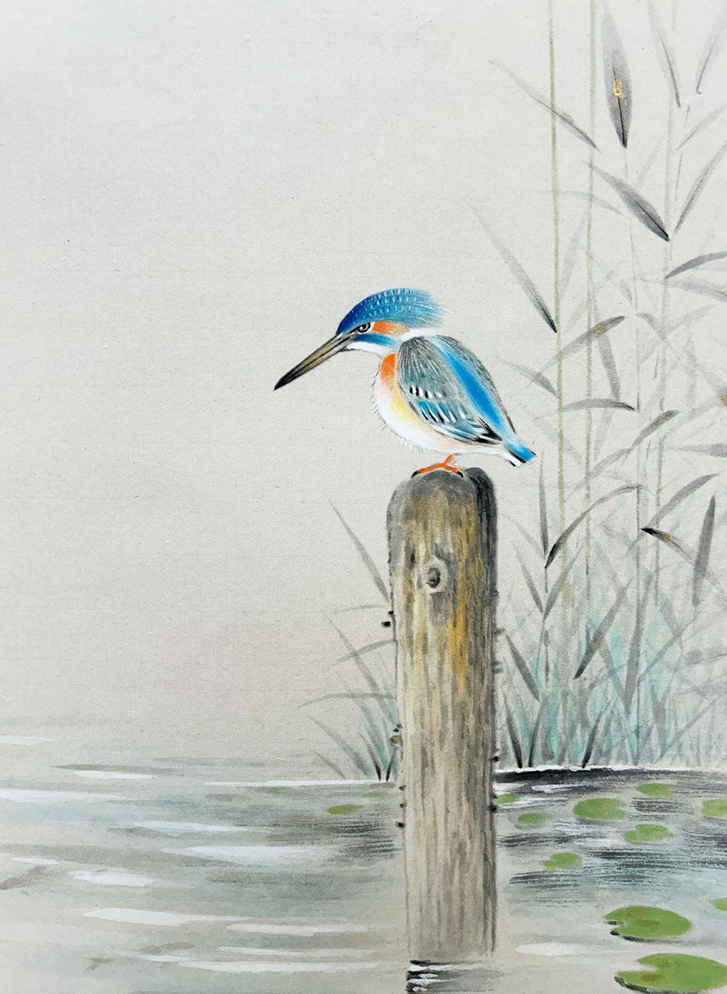 Japanese Hanging Scroll Kakejiku Keizo Sato "Kingfisher"
