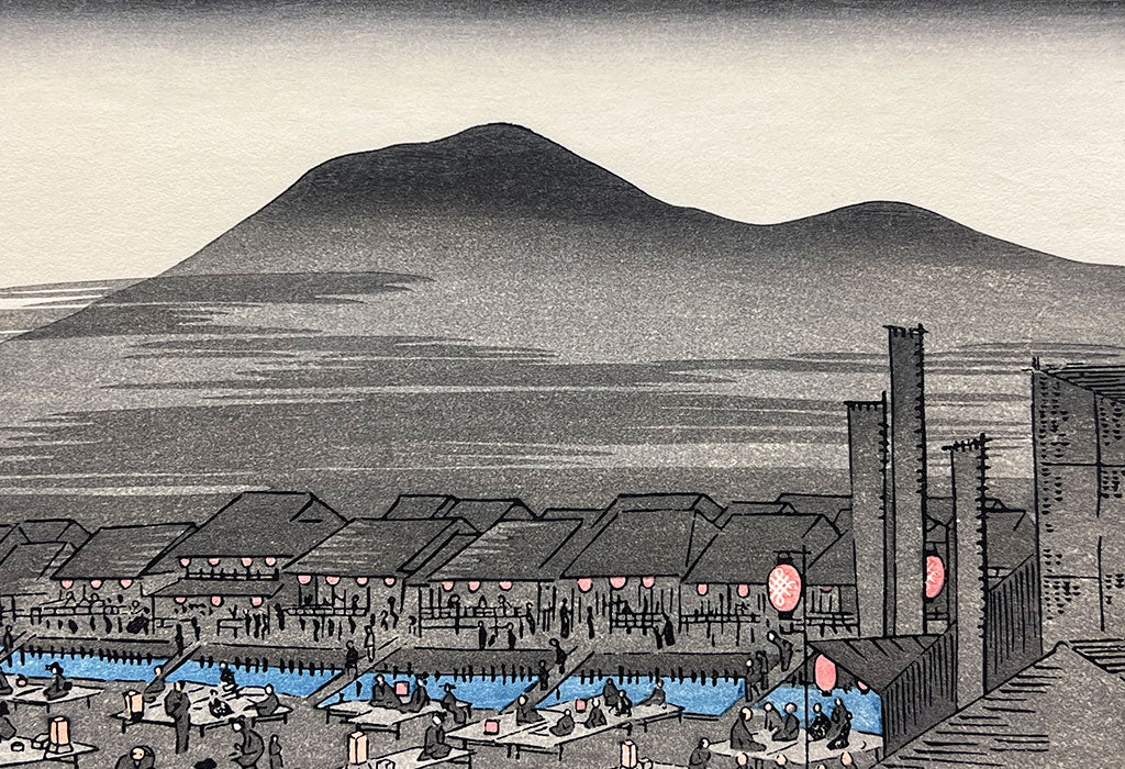 Woodblock print "Kyoto Shijou-Kawaramachi" by HIROSHIGE Published by UNSODO