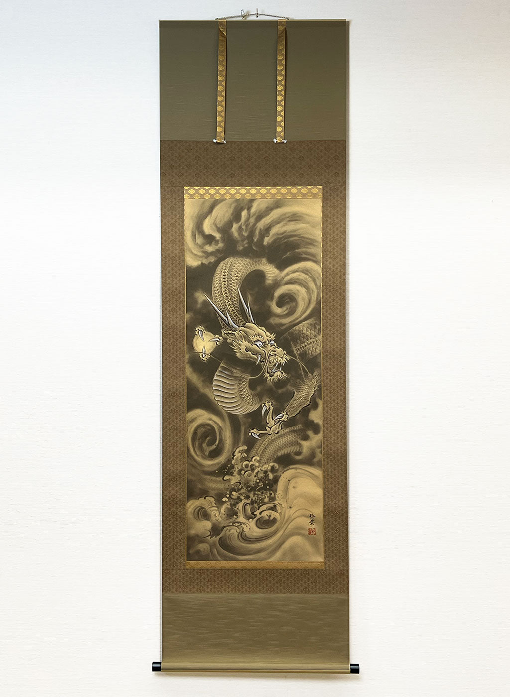 Japanese Hanging Scroll Kakejiku Reiho Imai "Golden Dragon"