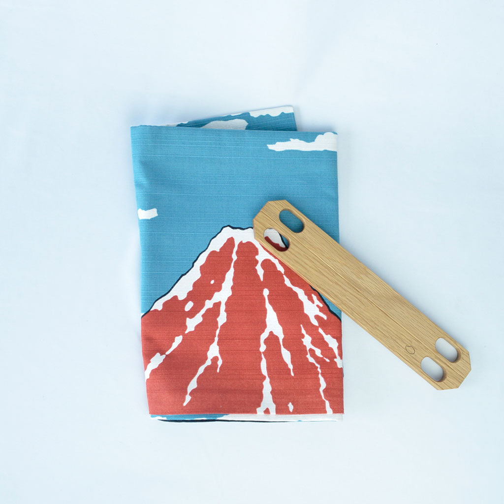 Furoshiki & Handle Set "Hokusai" Wood handle