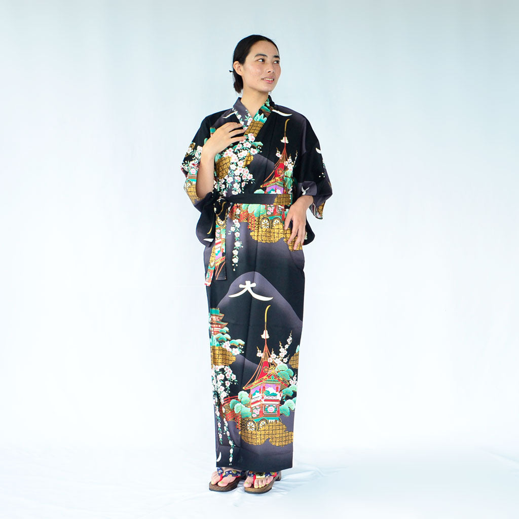 Japanese Colorful Yukata Women's Cotton "Mt. Daimonji"