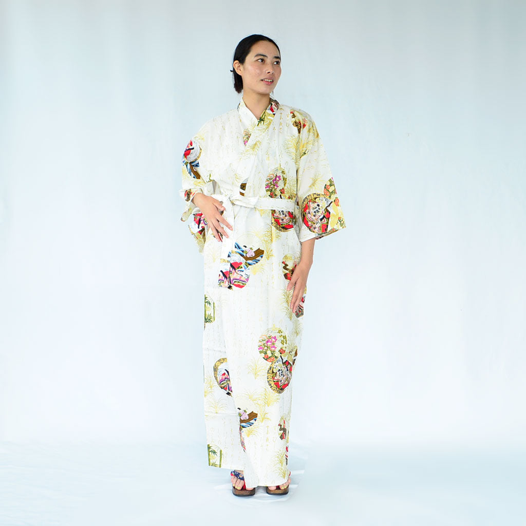 Japanese Colorful Yukata Women's Cotton "Calligraphy and Princess"