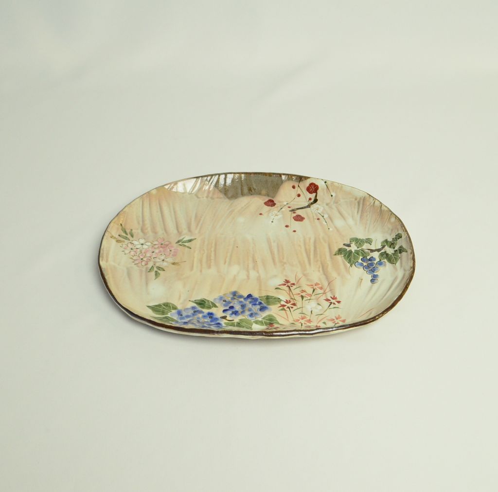 Kiyomizu ware Plate "Four-season Flower"