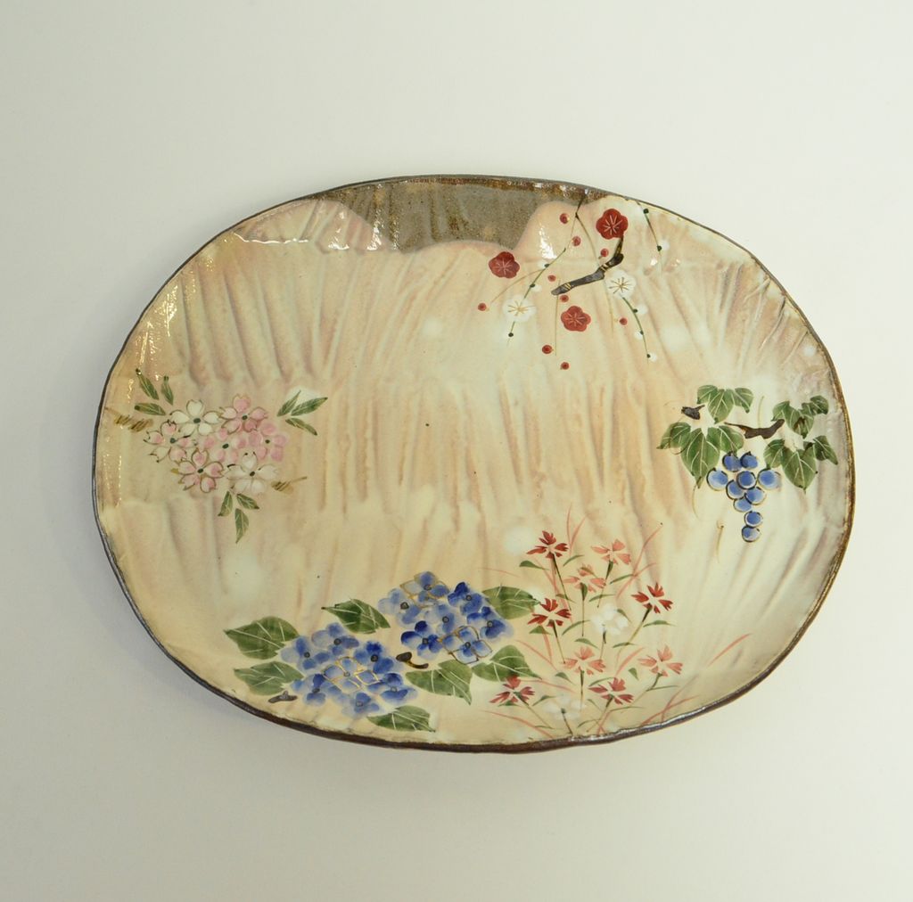 Kiyomizu ware Plate "Four-season Flower"