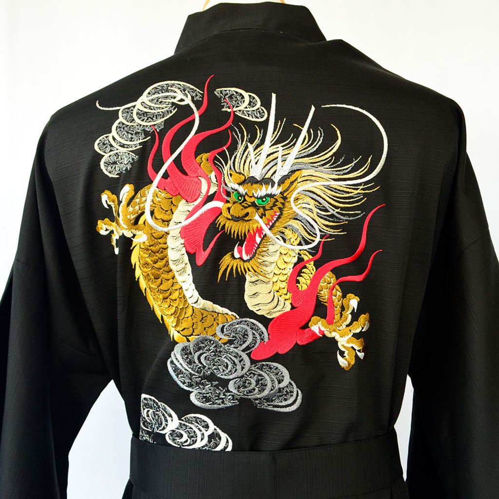【Pre-order Item】Kimono Men’s Cotton "Clouds and Dragons" Embroidery